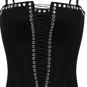 Fashion Nova Black Lace-Up Grommet Corset Tank